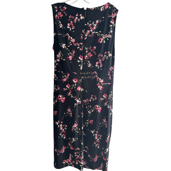 Chaps Size Large Women's Blue Faux Wrap Ruffle V-Neck Sleeveless Midi Dress - Picture 3 of 6